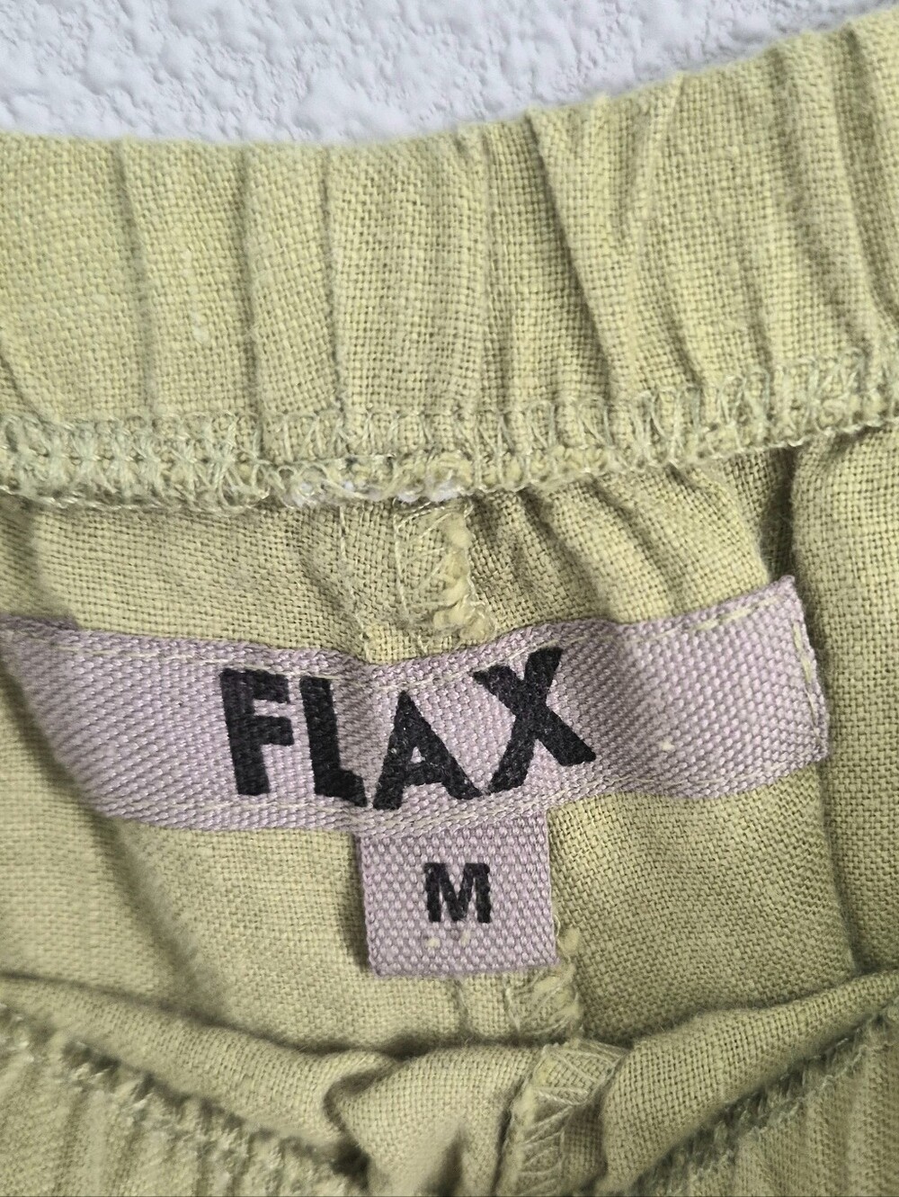 Flax Linen High Rise Wide Leg Pants Lime Green Medium Lagenlook - Picture 2 of 9